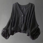 Avelina Linen Gauze Cropped Cardigan