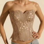 Hollow Floral Lace Overbust Strapless Corset Top