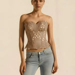 Hollow Floral Lace Overbust Strapless Corset Top