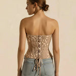 Hollow Floral Lace Overbust Strapless Corset Top