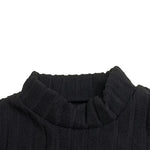 Plain Black Turtleneck Ribbed Knit Bodycon Mini Dress