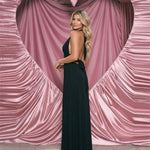 Black Deep V Halter High Slit Maxi Dress