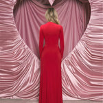 Red Chest Cutout Bodycon Maxi Dress