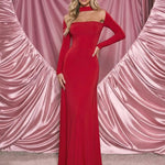 Red Chest Cutout Bodycon Maxi Dress