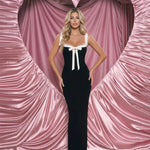Contrast Sweetheart Neck Bodycon Maxi Dress With Bow