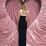 Contrast Sweetheart Neck Bodycon Maxi Dress With Bow