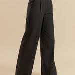 Dark Gray High-Waisted Pleated Wide-Leg Tailored Pants