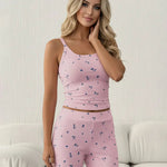 Pink Ditsy Floral Print Cami Top And Wide-Leg Pants Set