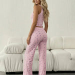 Pink Ditsy Floral Print Cami Top And Wide-Leg Pants Set