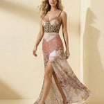 Leopard Print And Baroque Patchwork Corset Maxi Dress With Lace Trim