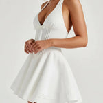 White Halter Corset Lace-Up Back Mini Dress