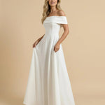 White Off-Shoulder A-Line Maxi Dress