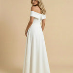 White Off-Shoulder A-Line Maxi Dress