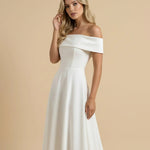 White Off-Shoulder A-Line Maxi Dress