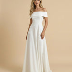 White Off-Shoulder A-Line Maxi Dress