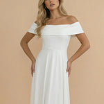 White Off-Shoulder A-Line Maxi Dress