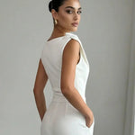 Elegant White Draped Off Shoulder Ruched Crop Top