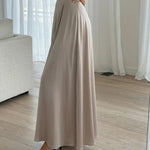 Khaki Satin High Waist Soft Slim Fit Maxi Skirt