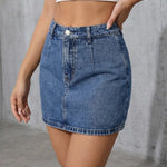 Denim Blue High Waist Slim Fit Mini Skirt