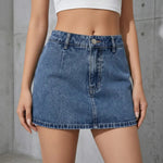 Denim Blue High Waist Slim Fit Mini Skirt