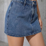 Denim Blue High Waist Slim Fit Mini Skirt
