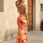 Sexy Cowl Neck Satin Bodycon Maxi Dress