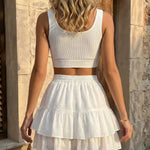 Trendy White Swiss Dot Texture Mini Skirt