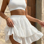 Trendy White Swiss Dot Texture Mini Skirt