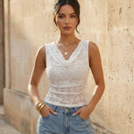 White Ruched Lace Cowl Neck Crop Casual Top
