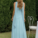 Light Blue Choker Strapless High Slit Stretchy Maxi Dress