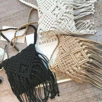 Boho Macrame Woven Tassel Crossbody Bag