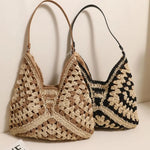 Hand-Crocheted Openwork Hobo Shoulder Bag