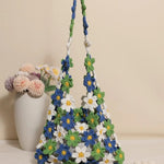 Hand-Crocheted Daisy Flower Mesh Tote Shoulder Bag