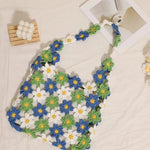 Hand-Crocheted Daisy Flower Mesh Tote Shoulder Bag