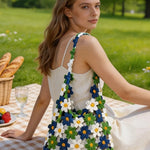 Hand-Crocheted Daisy Flower Mesh Tote Shoulder Bag