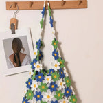 Hand-Crocheted Daisy Flower Mesh Tote Shoulder Bag