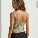 Leopard Print Sequin Trim Spaghetti Strap Cami Crop Top