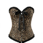 Leopard Print Ruffled Trim Back Lace-Up Corset Top