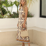 Floral Print Sleeveless Button-Front Shirt Style Midi Dress