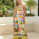 Vacation Print Spaghetti Strap Maxi Dress