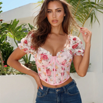 Floral Print Crew Neck Short Sleeve Casual T-Shirt