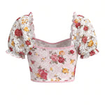 Floral Print Crew Neck Short Sleeve Casual T-Shirt