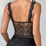 Black Floral Lace Halter Corset Bustier Crop Top