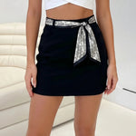 Black Belted High Waist Slim Fit Mini Skirt