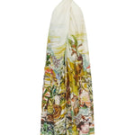 White Tropical Print Halter Neck Maxi Dress