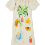 Beige Off Shoulder Tropical Print Maxi Dress