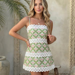 Floral Print Lace Trim Spaghetti Strap Mini Dress
