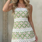 Floral Print Lace Trim Spaghetti Strap Mini Dress