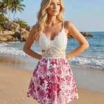 White Floral Lace Cutout Mini Dress