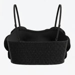 Black 3D Floral Appliques Spaghetti Strap Crop Top